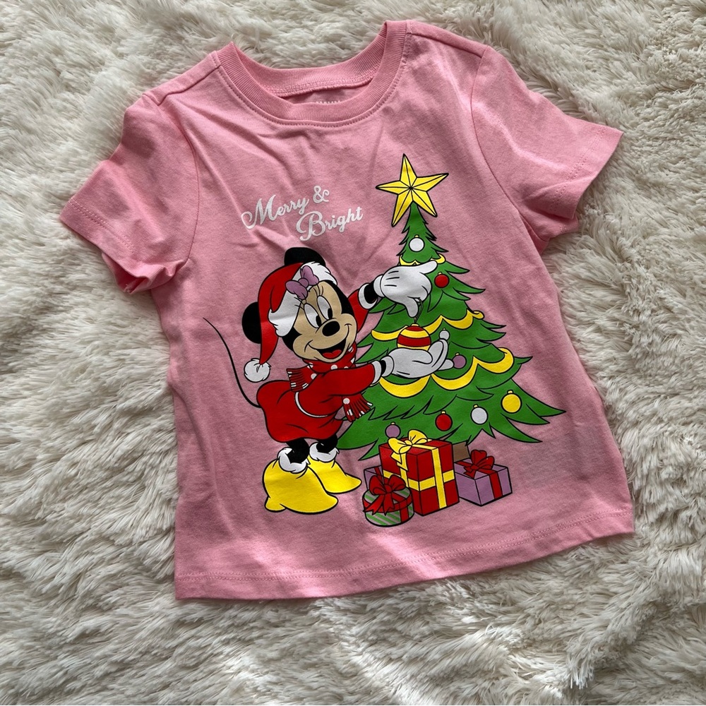 Old Navy Disney Pink Minnie Mouse Christmas Short Sleeve T-Shirt